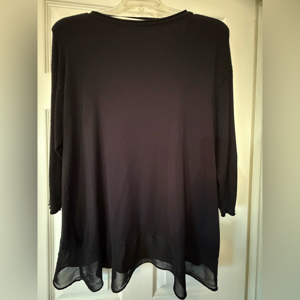 Cupio black top tunic size L sheer hem - Picture 4 of 10